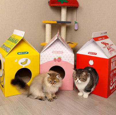 Cow Box Cat Scratching Board Wholesale Corrugated Cat Scratching Board Enclosed Cat Boxes