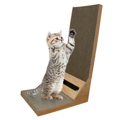Hot Selling L-Shaped Wall-Mounted Cat Scratcher with Toy Bell Ball for Indoor Cats