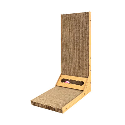 Hot Selling L-Shaped Wall-Mounted Cat Scratcher with Toy Bell Ball for Indoor Cats