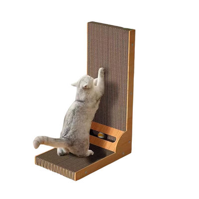 Hot Selling L-Shaped Wall-Mounted Cat Scratcher with Toy Bell Ball for Indoor Cats