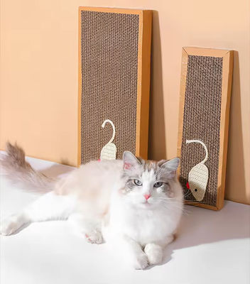 Eco Friendly Corrugated Cardboard Cat Scratcher with Fish Mouse Shape Decoration for Indoor Cats Play