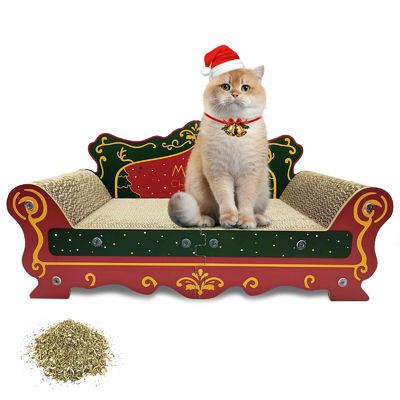 Cat Scratcher Bed, Cardboard Cat Bed with Catnip Christmas Couch Cat Scratching Board Cardboard Cat Couch, Large Thick