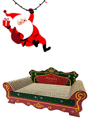 Cat Scratcher Bed, Cardboard Cat Bed with Catnip Christmas Couch Cat Scratching Board Cardboard Cat Couch, Large Thick