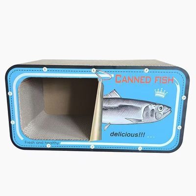 Customizable Foldable Fish Can Design Corrugated Cat Scratcher Bed High End Indoor Pet House Hot Selling