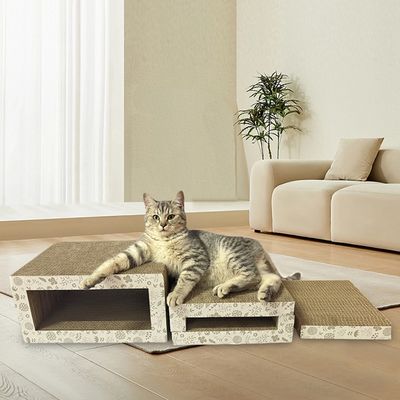 Cat Scratch Board Cat Scratcher with Bell BalL Box Set Cat Scratching Board Multiple Combinable Combination Shapes