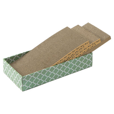 Cat Scratcher Cardboard Scratching Pads Scratch Lounge Bed with Catnip 3PCS Reversible Corrugated Cardboard with Scratch Box