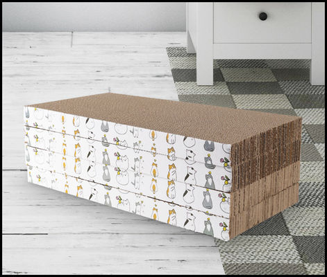 4 Pack Cat Scratch Pad with Box, Cardboard Cat Scratcher for Indoor Cats