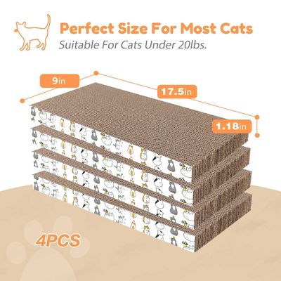 4 Pack Cat Scratch Pad with Box, Cardboard Cat Scratcher for Indoor Cats