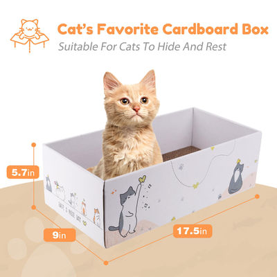 4 Pack Cat Scratch Pad with Box, Cardboard Cat Scratcher for Indoor Cats