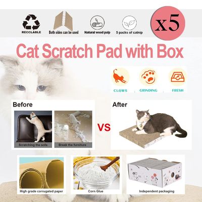 Cat Scratcher Cardboard,Reversible,Durable Recyclable Cardboard, Premium Scratch,Suitable for Cats to Rest, Grind Claws and Play