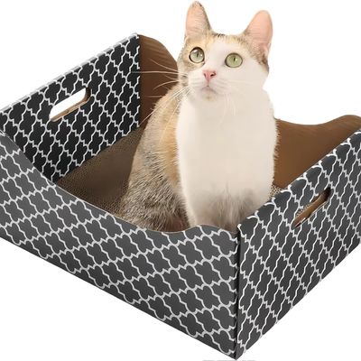 Heavy Duty Double-Sided Cardboard Cat Scratcher Bed Indoor Cats' Refillable Scratch Pad and Tree