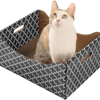 Heavy Duty Double-Sided Cardboard Cat Scratcher Bed Indoor Cats' Refillable Scratch Pad and Tree
