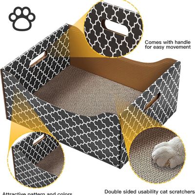 Heavy Duty Double-Sided Cardboard Cat Scratcher Bed Indoor Cats' Refillable Scratch Pad and Tree