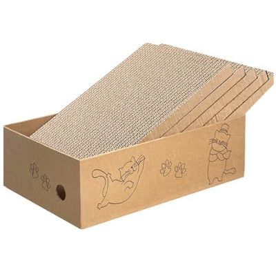 Pet Suppliers 5 Packs in 1 Cat Scratch Pad with Box Suitable for Cats to Rest Grind Claws and Play