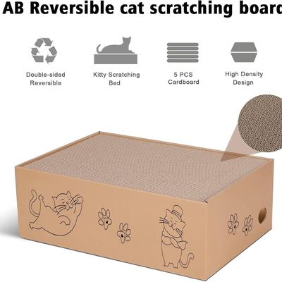 Pet Suppliers 5 Packs in 1 Cat Scratch Pad with Box Suitable for Cats to Rest Grind Claws and Play
