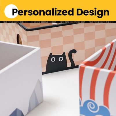 Cat Scratcher Box with Heavy-Duty Double-Sided Cardboard Pad, Cardboard Lounger, Interactive Hole Design