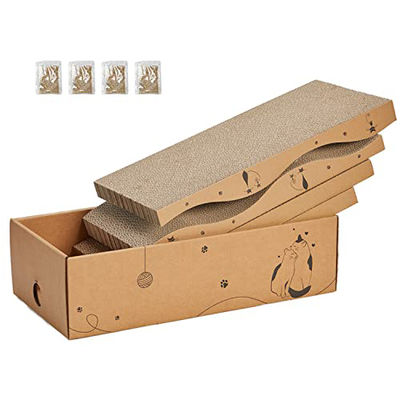 Cat Scratcher Cardboard Scratch Pad Box for Indoor Cats,5pcs Scratching Board Bed Reversible Durable,with Catnip