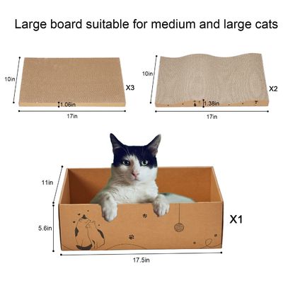 Cat Scratcher Cardboard Scratch Pad Box for Indoor Cats,5pcs Scratching Board Bed Reversible Durable,with Catnip