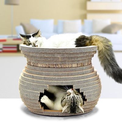 Customised Hot Sale Paper Cardboard House Scratching Boards Cat Scratcher with Catnip