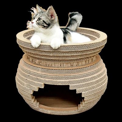 Customised Hot Sale Paper Cardboard House Scratching Boards Cat Scratcher with Catnip