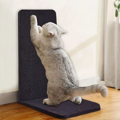 Corrugated Paper Grip and Wear Resistance Black L-Shaped Cat Scratching Board