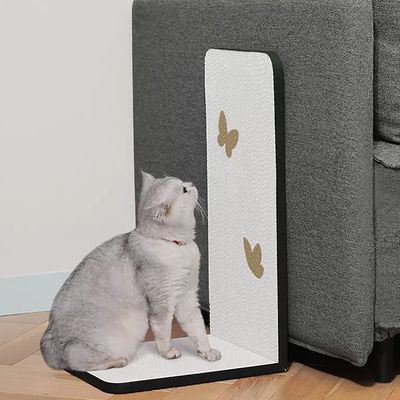 High Quality Corrugated Paper Grip and Wear Resistance White Butterfly L-Shaped Cat Scratching Board