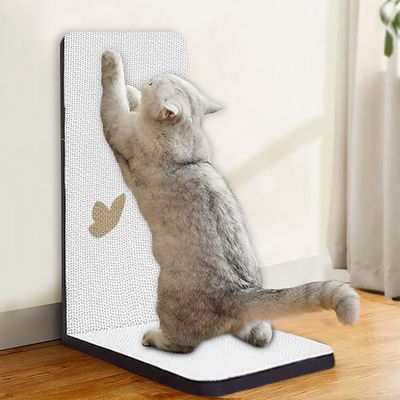 High Quality Corrugated Paper Grip and Wear Resistance White Butterfly L-Shaped Cat Scratching Board