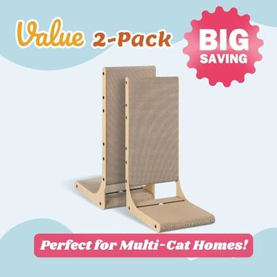 2-Pack Cat Scratching Board, 25.6'' Tall Cardboard L Shape Vertical Cat Scratchers for Indoor Cats, Cat Scratching Post