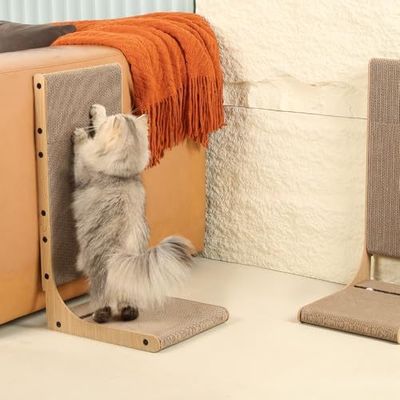 2-Pack Cat Scratching Board, 25.6'' Tall Cardboard L Shape Vertical Cat Scratchers for Indoor Cats, Cat Scratching Post
