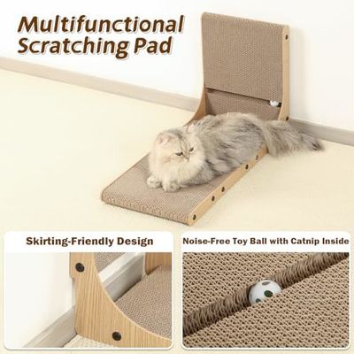 2-Pack Cat Scratching Board, 25.6'' Tall Cardboard L Shape Vertical Cat Scratchers for Indoor Cats, Cat Scratching Post