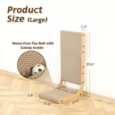2-Pack Cat Scratching Board, 25.6'' Tall Cardboard L Shape Vertical Cat Scratchers for Indoor Cats, Cat Scratching Post