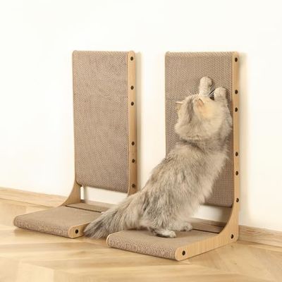 2-Pack Cat Scratching Board, 25.6'' Tall Cardboard L Shape Vertical Cat Scratchers for Indoor Cats, Cat Scratching Post