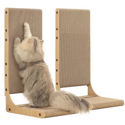 2-Pack Cat Scratching Board, 25.6'' Tall Cardboard L Shape Vertical Cat Scratchers for Indoor Cats, Cat Scratching Post