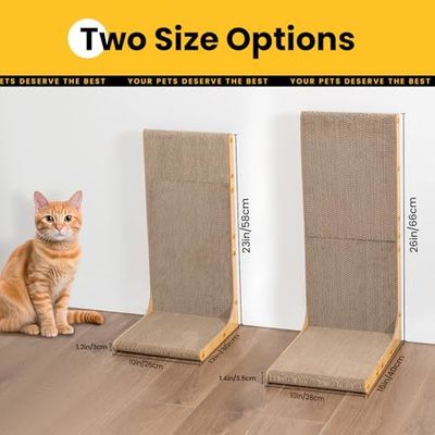 Cardboard Cat Scratcher,23 Inch L Shape Scratch Pad Wall Mounted,Vertical Scratching Board, Durable Cardboard
