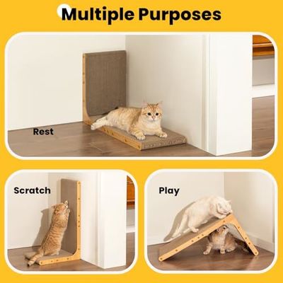 Cardboard Cat Scratcher,23 Inch L Shape Scratch Pad Wall Mounted,Vertical Scratching Board, Durable Cardboard