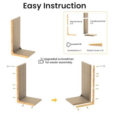 Cardboard Cat Scratcher,23 Inch L Shape Scratch Pad Wall Mounted,Vertical Scratching Board, Durable Cardboard