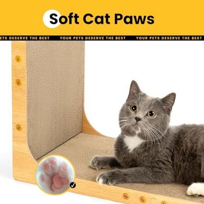 Cardboard Cat Scratcher,23 Inch L Shape Scratch Pad Wall Mounted,Vertical Scratching Board, Durable Cardboard