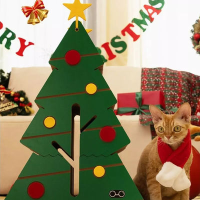 Creative Christmas Tree Cat Scratch Board with Built-in Bell Ball Wear Resistant