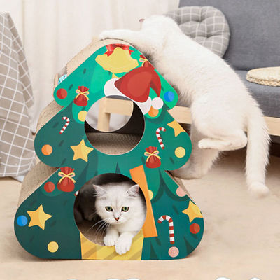 Christmas Tree Cat Scratch Board, Double-Layer Cat Litter, Triangular, Vertical Corrugated Paper, Claw Grinder, Toy