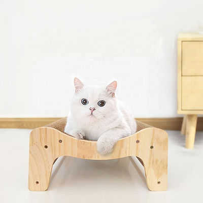 M-Recliner Cat Scratching Board Wooden Kittens Furniture Protector Corrugated Cardboard Cat Scratchers Kitty Bed Long Lasting
