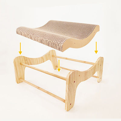 M-Recliner Cat Scratching Board Wooden Kittens Furniture Protector Corrugated Cardboard Cat Scratchers Kitty Bed Long Lasting