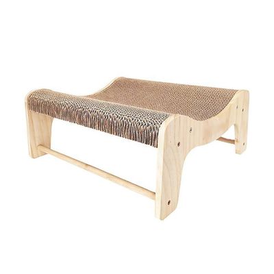 M-Recliner Cat Scratching Board Wooden Kittens Furniture Protector Corrugated Cardboard Cat Scratchers Kitty Bed Long Lasting