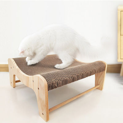 M-Recliner Cat Scratching Board Wooden Kittens Furniture Protector Corrugated Cardboard Cat Scratchers Kitty Bed Long Lasting