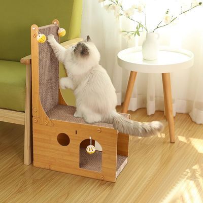 Chair Cat Nest More Than One Cat Scratcher, Cat Scratching Board, L Shaped Vertical Cat Scratcher for Wall and Couch Protection