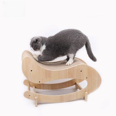 Cat Scratcher House Rocking Bed Sofa Cat Scratching Board Interactive Toy Natural Color Wood and Sisal Sofa Corrugated Cardboard