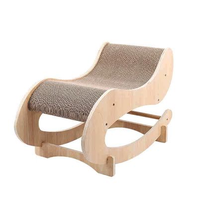 Cat Scratcher House Rocking Bed Sofa Cat Scratching Board Interactive Toy Natural Color Wood and Sisal Sofa Corrugated Cardboard