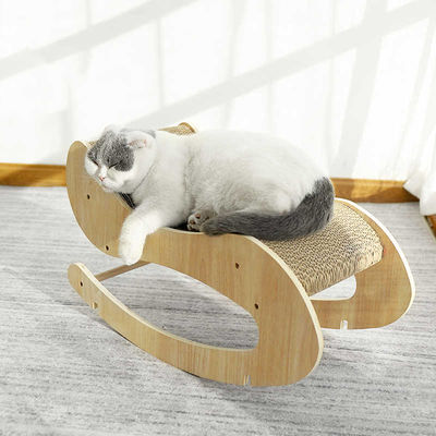 Cat Scratcher House Rocking Bed Sofa Cat Scratching Board Interactive Toy Natural Color Wood and Sisal Sofa Corrugated Cardboard