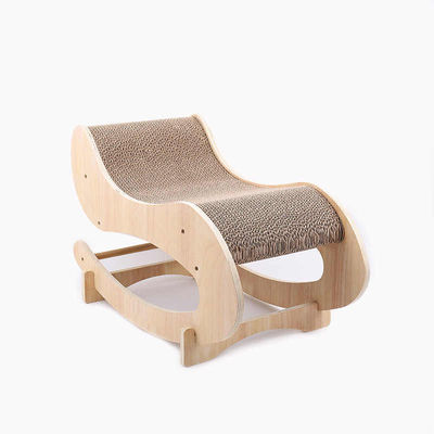 Cat Scratcher House Rocking Bed Sofa Cat Scratching Board Interactive Toy Natural Color Wood and Sisal Sofa Corrugated Cardboard