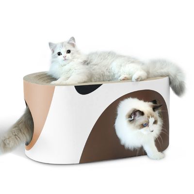 Double Layer Cat Scratching Board Nest Corrugated Paper Curved Top Double Cat Hole Design Cat's Body Curve