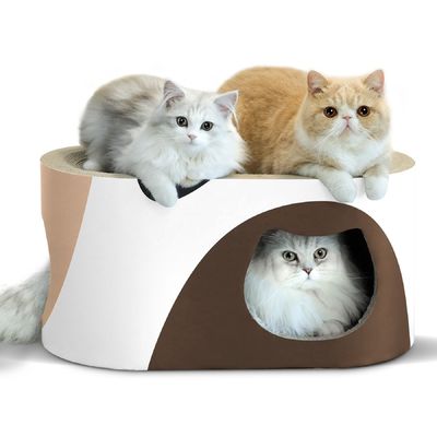 Double Layer Cat Scratching Board Nest Corrugated Paper Curved Top Double Cat Hole Design Cat's Body Curve